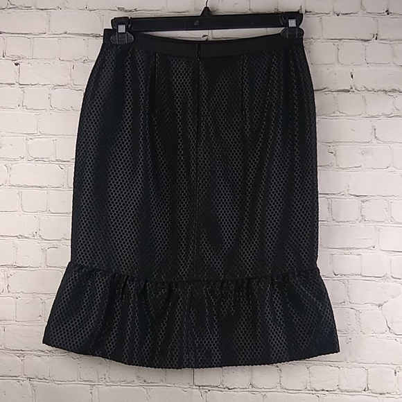 Ann Taylor Black Polka Dot Skirt Ruffle 2 - Picture 2 of 8